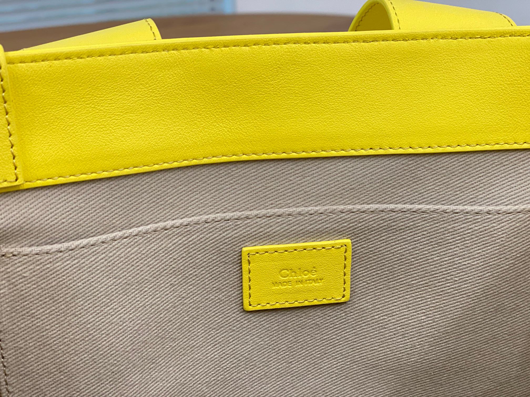 Chloe Medium Woody Tote Bag In Yellow Soft Smooth Calfskin Leather